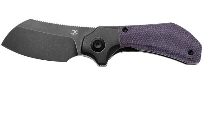 Afbeelding voor Kansept Pluto K3129A2 Blackwashed CPM S90V, Blackwash Titanium, Purple Micarta, zakmes, Munko Knives design