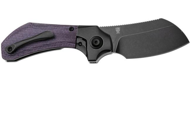Afbeelding voor Kansept Pluto K3129A2 Blackwashed CPM S90V, Blackwash Titanium, Purple Micarta, zakmes, Munko Knives design