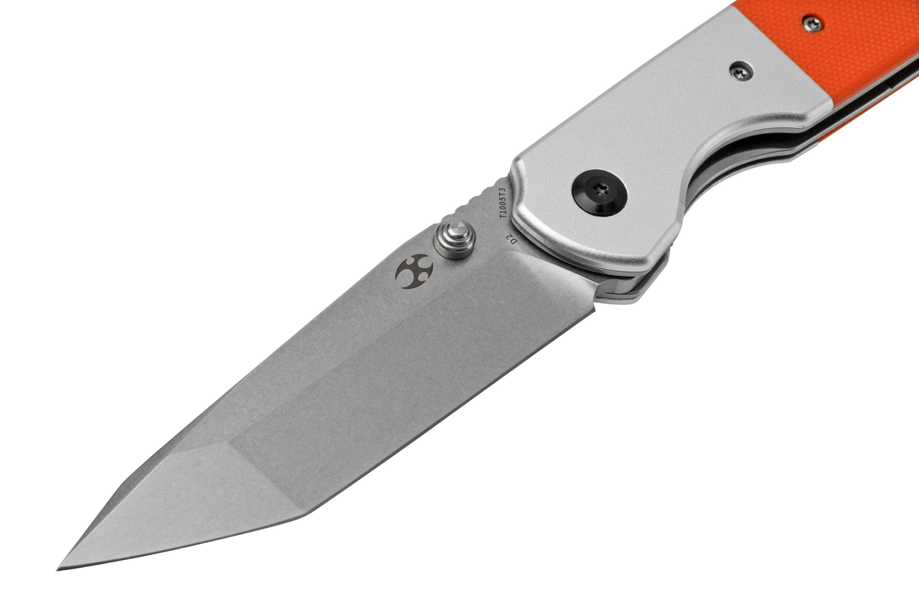 Kansept Warrior T1005T3 Stonewashed Tanto, Orange G10 pocket knife, Kim ...