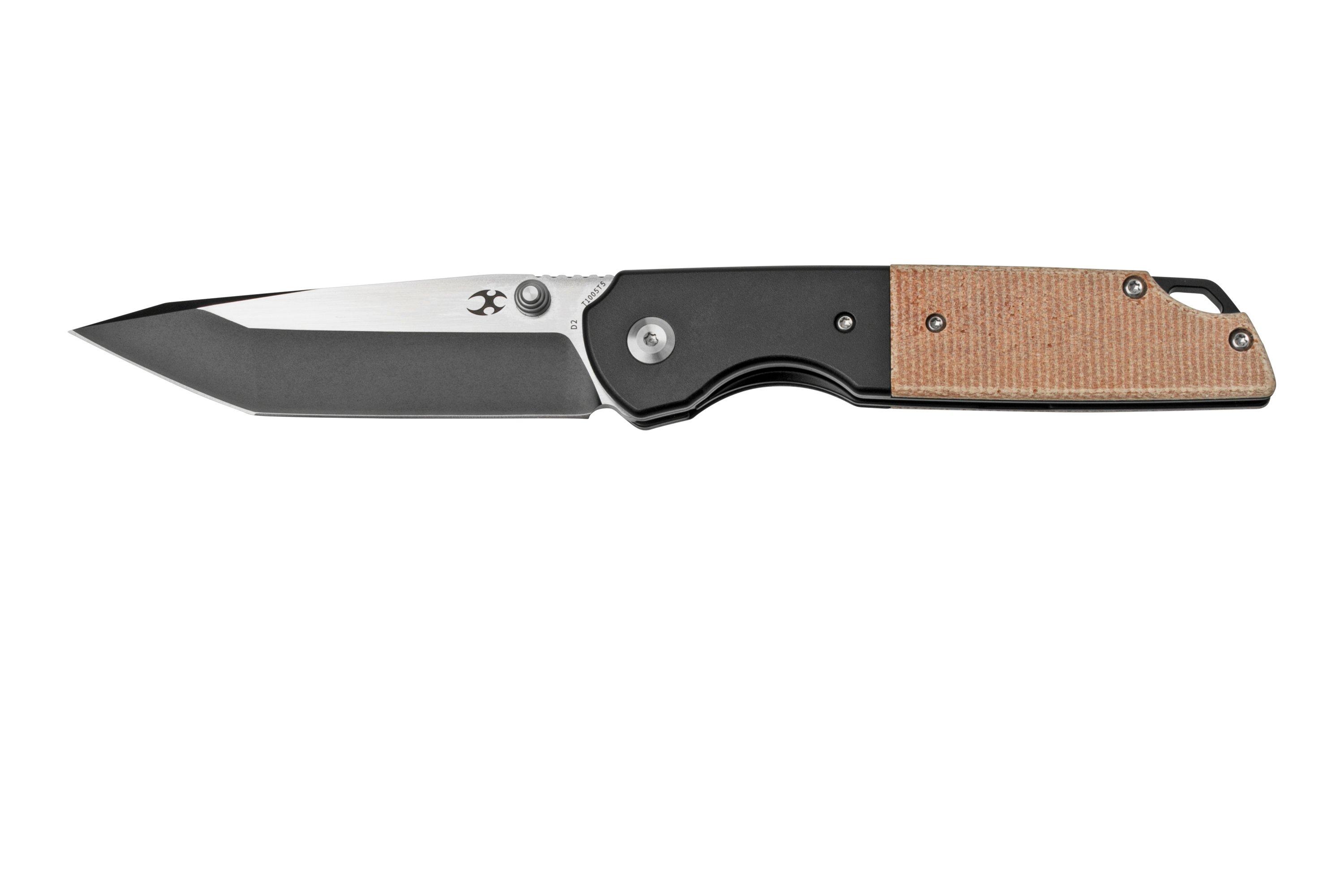 【KEITA】 Kansept Warrior T1005T5 Black Tanto, Brown Micarta pocket knife