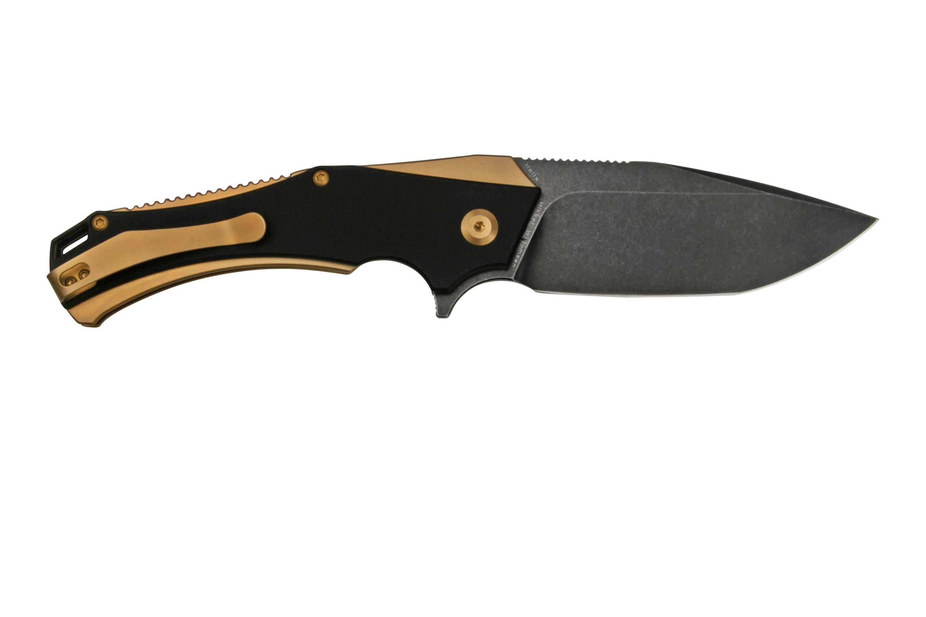 Kansept Hellx T1008A7 Blackwashed, Bronze G10 pocket knife, Mikkel