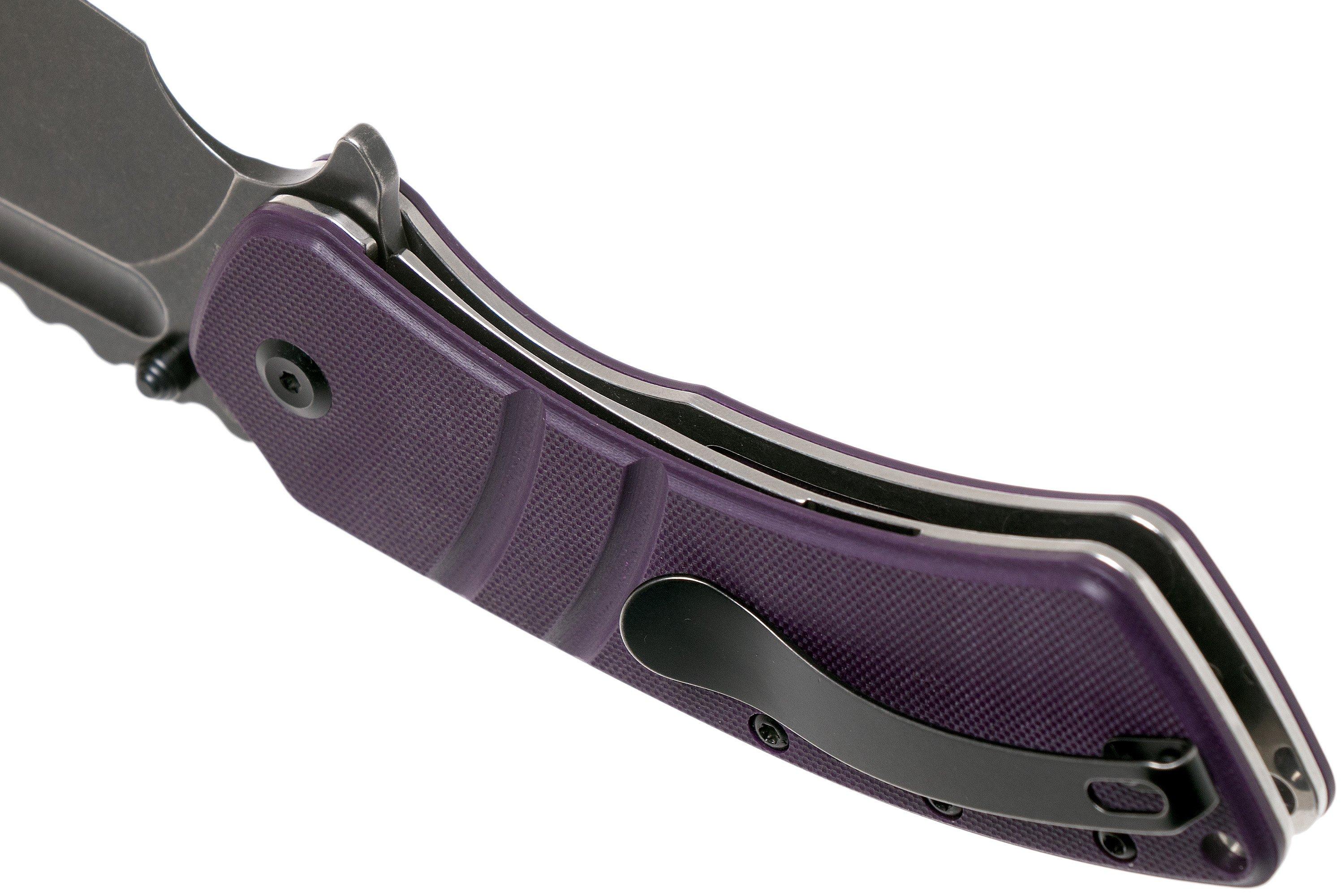 Kansept XL Korvid T1030A4 Blackwashed, Purple G10 pocket knife