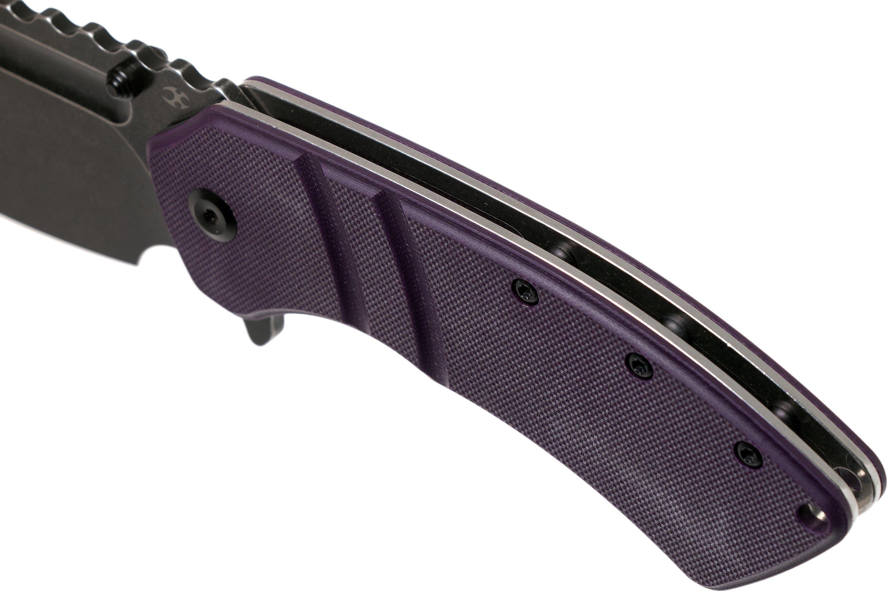 Kansept XL Korvid T1030A4 Blackwashed, Purple G10 pocket knife