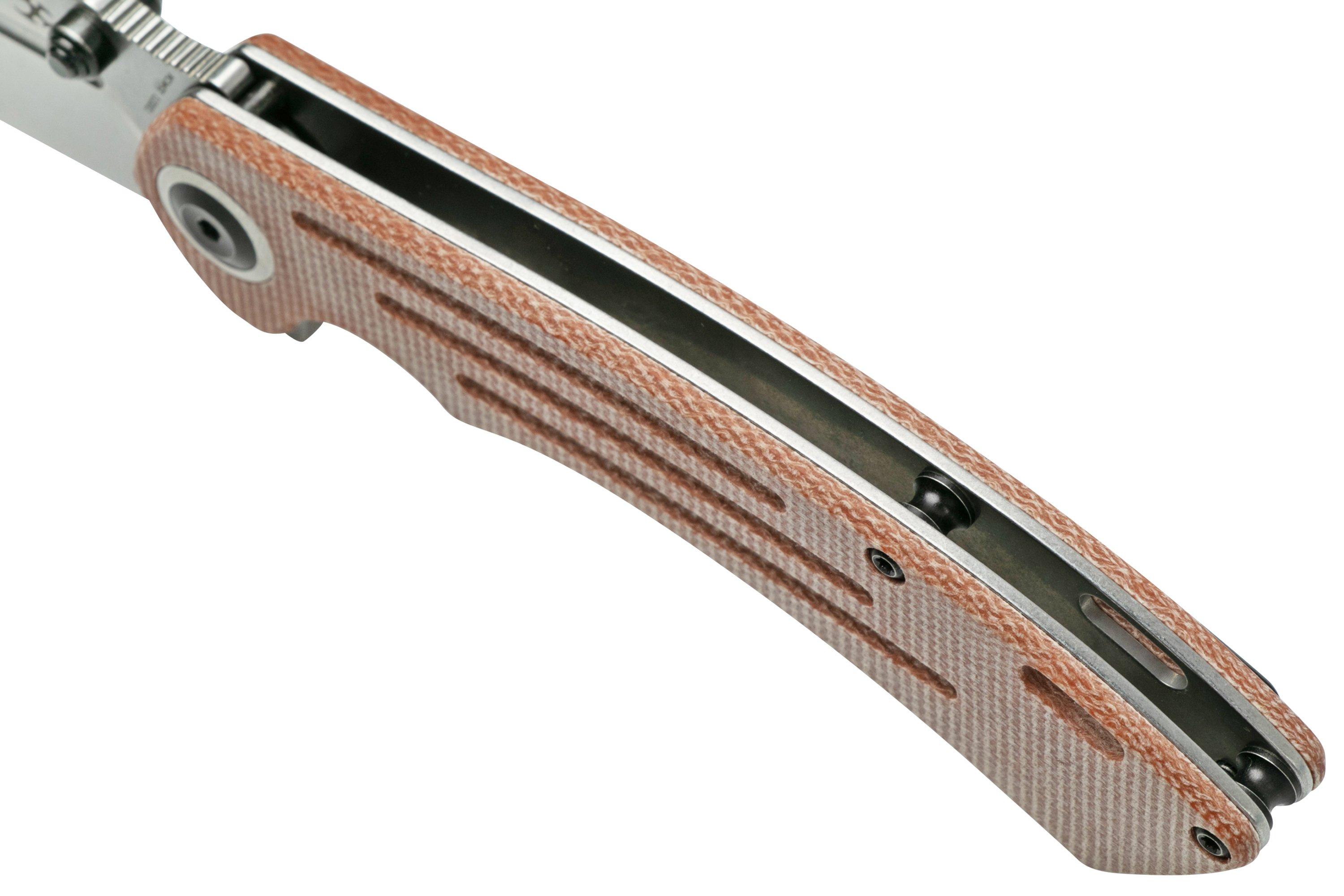 Kansept Pretatout T1032T1 Stonewashed Tanto 154CM, Brown Micarta