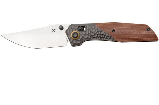 Afbeelding voor Kansept Deadite T1081V1 Stonewashed 154CM, Gray Aluminum Brown Micarta, zakmes, Tuffknives design
