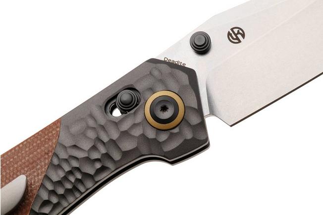 Afbeelding voor Kansept Deadite T1081V1 Stonewashed 154CM, Gray Aluminum Brown Micarta, zakmes, Tuffknives design