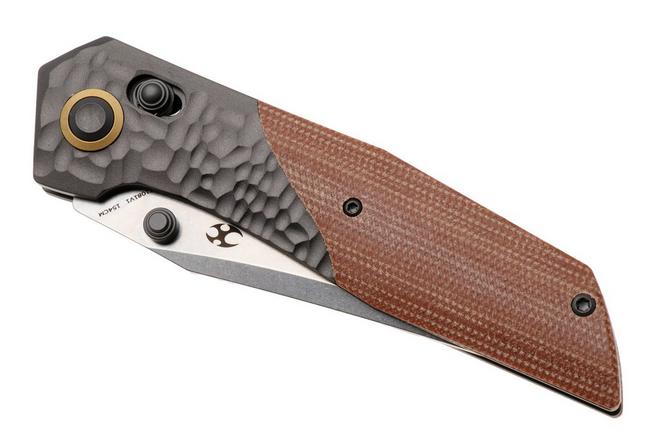 Afbeelding voor Kansept Deadite T1081V1 Stonewashed 154CM, Gray Aluminum Brown Micarta, zakmes, Tuffknives design
