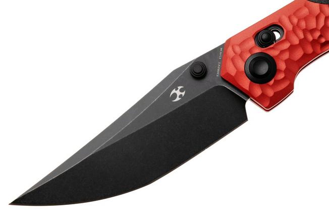 Afbeelding voor Kansept Deadite T1081V3 Blackwashed 154CM, Red Aluminum Black Micarta, zakmes, Tuffknives design