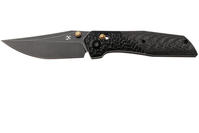 Afbeelding voor Kansept Deadite T1081V4 Blackwashed 154CM, Blackwash Aluminum Twill Carbon Fiber, zakmes, Tuffknives design