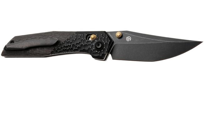 Afbeelding voor Kansept Deadite T1081V4 Blackwashed 154CM, Blackwash Aluminum Twill Carbon Fiber, zakmes, Tuffknives design
