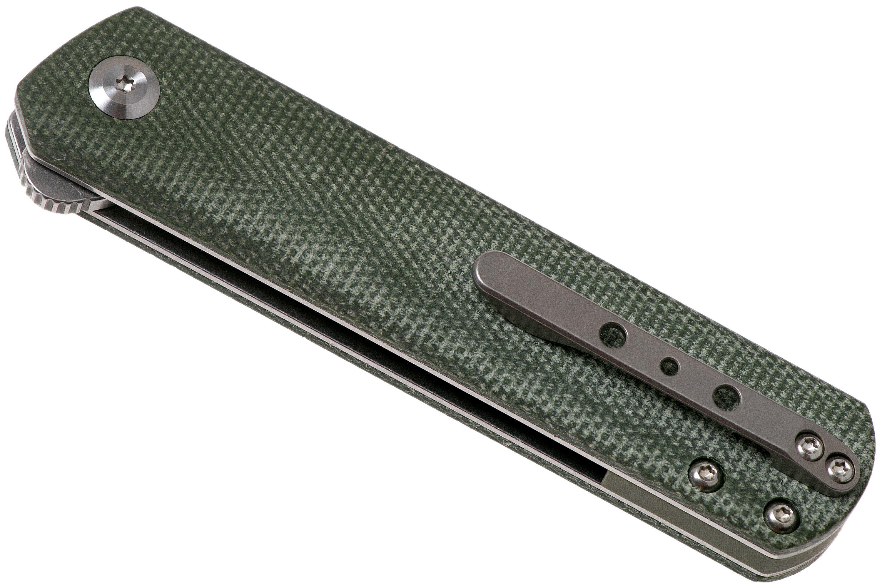 Kansept Foosa T2020T2 Green Micarta pocket knife, Rolf Helbig design