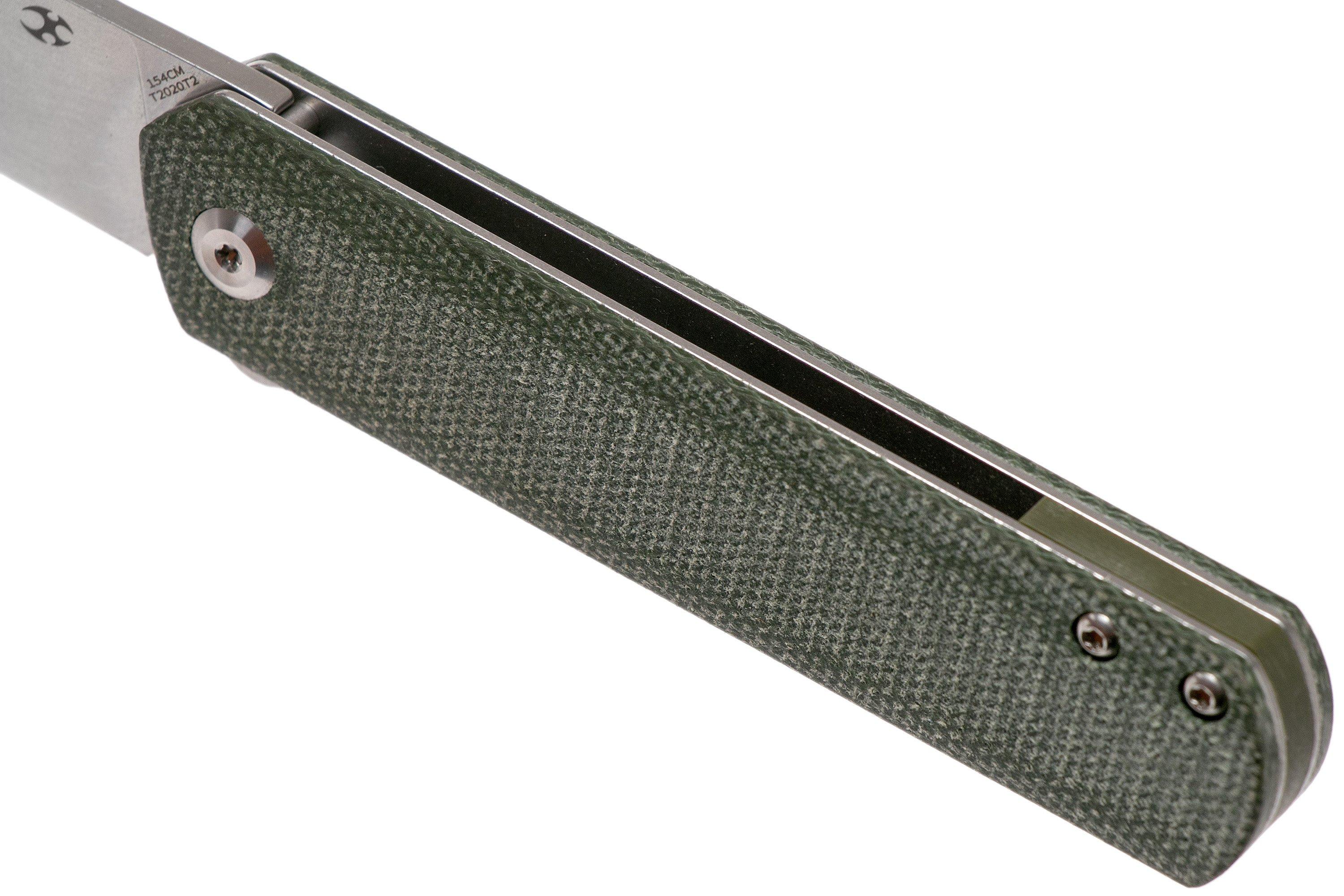 Kansept Foosa T2020T2 Green Micarta pocket knife, Rolf Helbig
