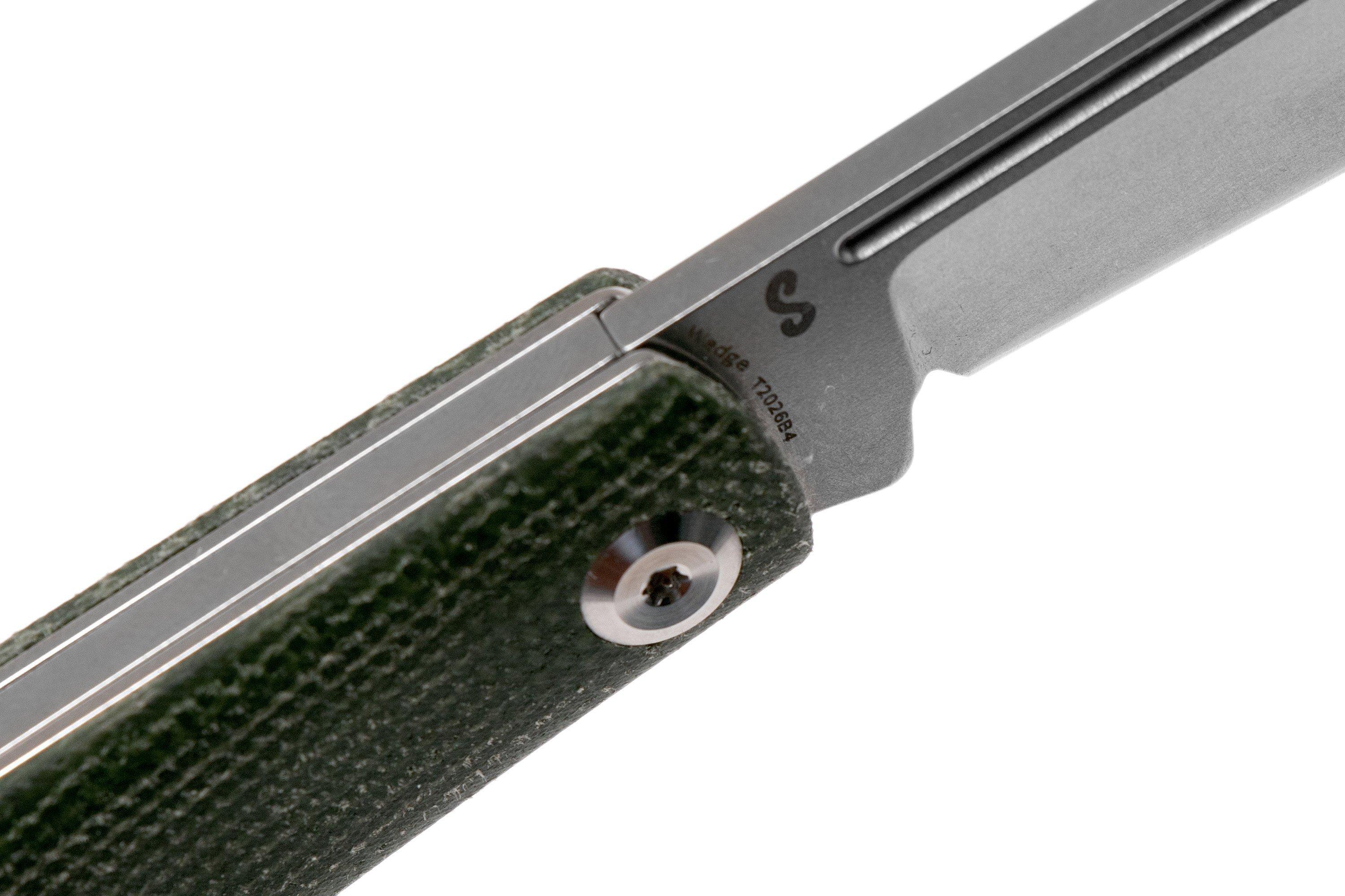 Kansept Wedge T2026B4 Green Micarta pocket knife, Nick Swan design