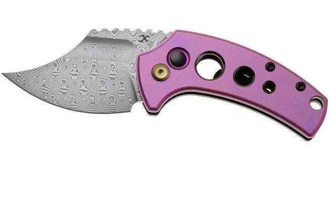 Afbeelding voor Kansept Wasp T2144F6 Stonewashed 154CM, Purple Anodized Titanium, zakmes, Koch Tools design