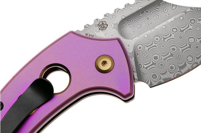 Afbeelding voor Kansept Wasp T2144F6 Stonewashed 154CM, Purple Anodized Titanium, zakmes, Koch Tools design