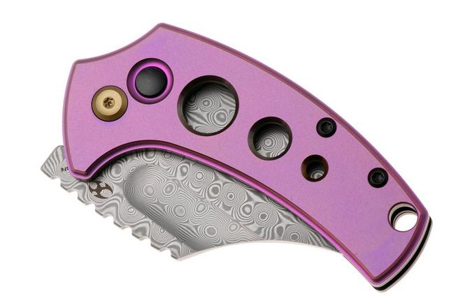 Afbeelding voor Kansept Wasp T2144F6 Stonewashed 154CM, Purple Anodized Titanium, zakmes, Koch Tools design