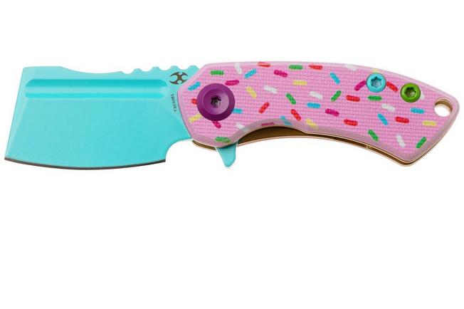 Afbeelding voor Kansept Mini Korvid T3030B1 Stonewashed 154CM, Pink Donut Print G10, zakmes, Justin Koch design