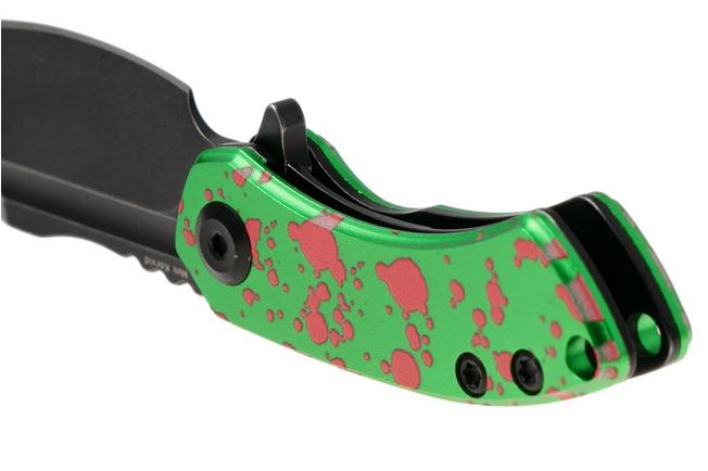 Afbeelding voor Kansept Mini Korvid T3030P1 Black Stonewashed 154CM, Zombie Green Aluminum, zakmes, Justin Koch design