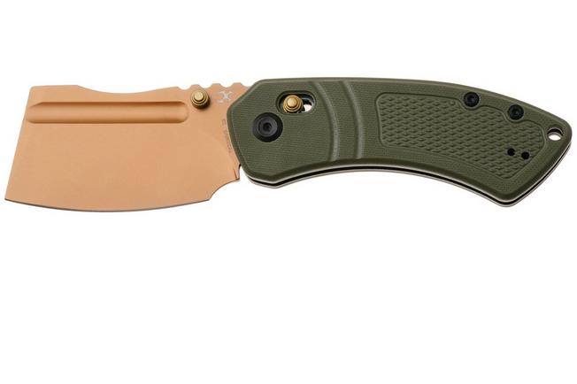 Afbeelding voor Kansept Korvid V TE2030V2, Rose Gold D2, Diamond Pattern Olive Green G10 zakmes, Justin Koch design