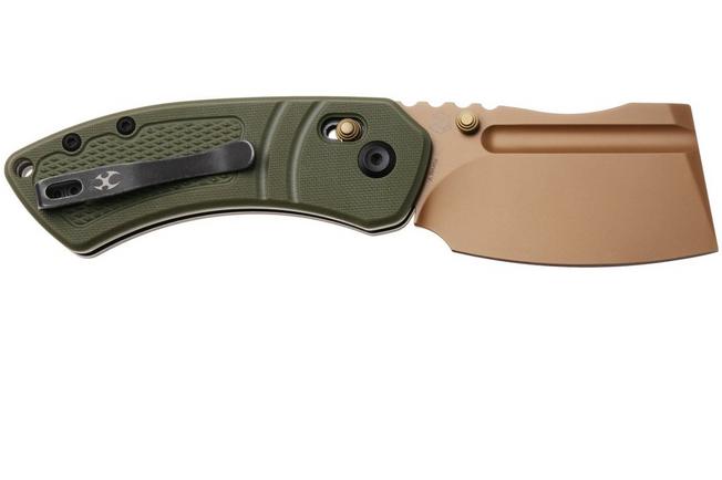 Afbeelding voor Kansept Korvid V TE2030V2, Rose Gold D2, Diamond Pattern Olive Green G10 zakmes, Justin Koch design