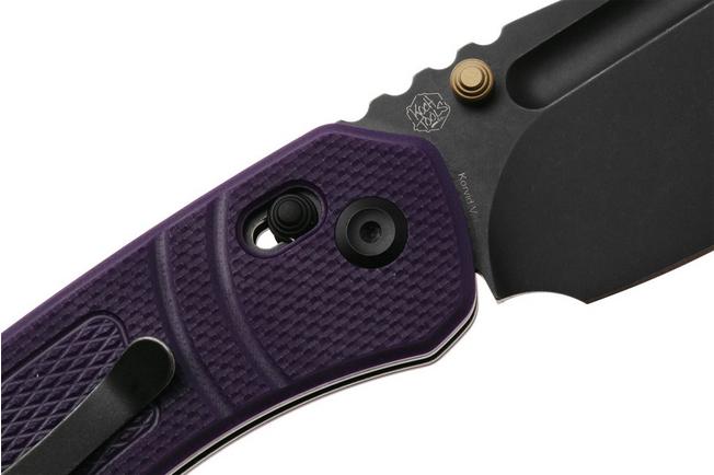 Afbeelding voor Kansept Korvid V TE2030V3, Blackwashed D2, Diamond Pattern Purple G10 zakmes, Justin Koch design