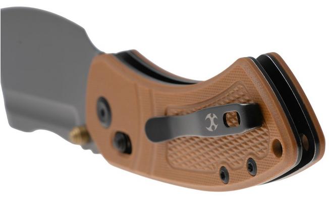 Afbeelding voor Kansept Korvid V TE2030V4, Gray TiCn D2, Diamond Pattern Brown G10 zakmes, Justin Koch design