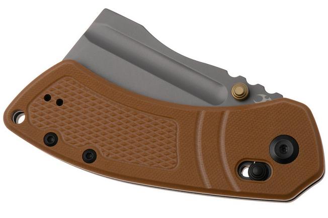 Afbeelding voor Kansept Korvid V TE2030V4, Gray TiCn D2, Diamond Pattern Brown G10 zakmes, Justin Koch design