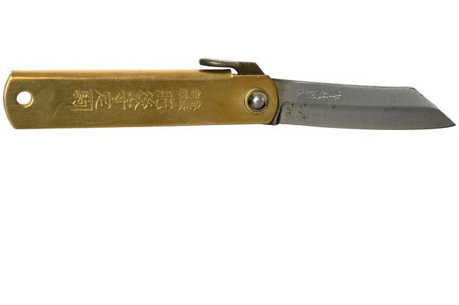 Higonokami pocket knife 5 cm HIGO75BS, SK-carbon steel, brass