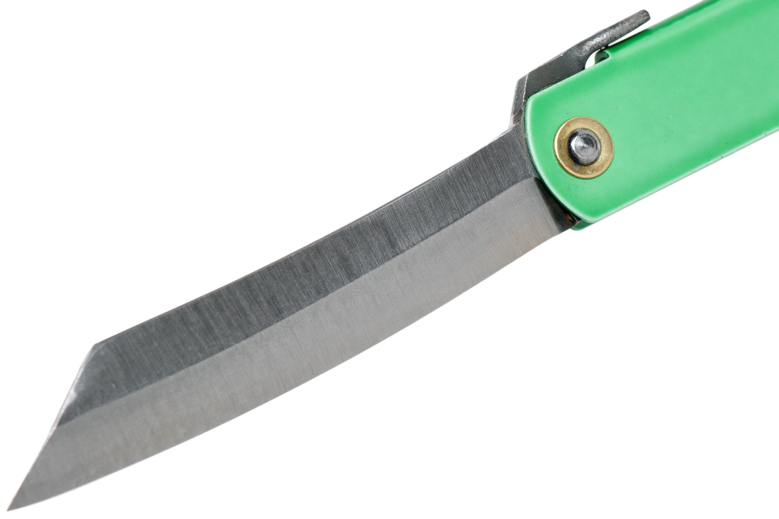 Higonokami pocket knife 7.3 cm HIGOC6, Blue paper steel, Green Enamel