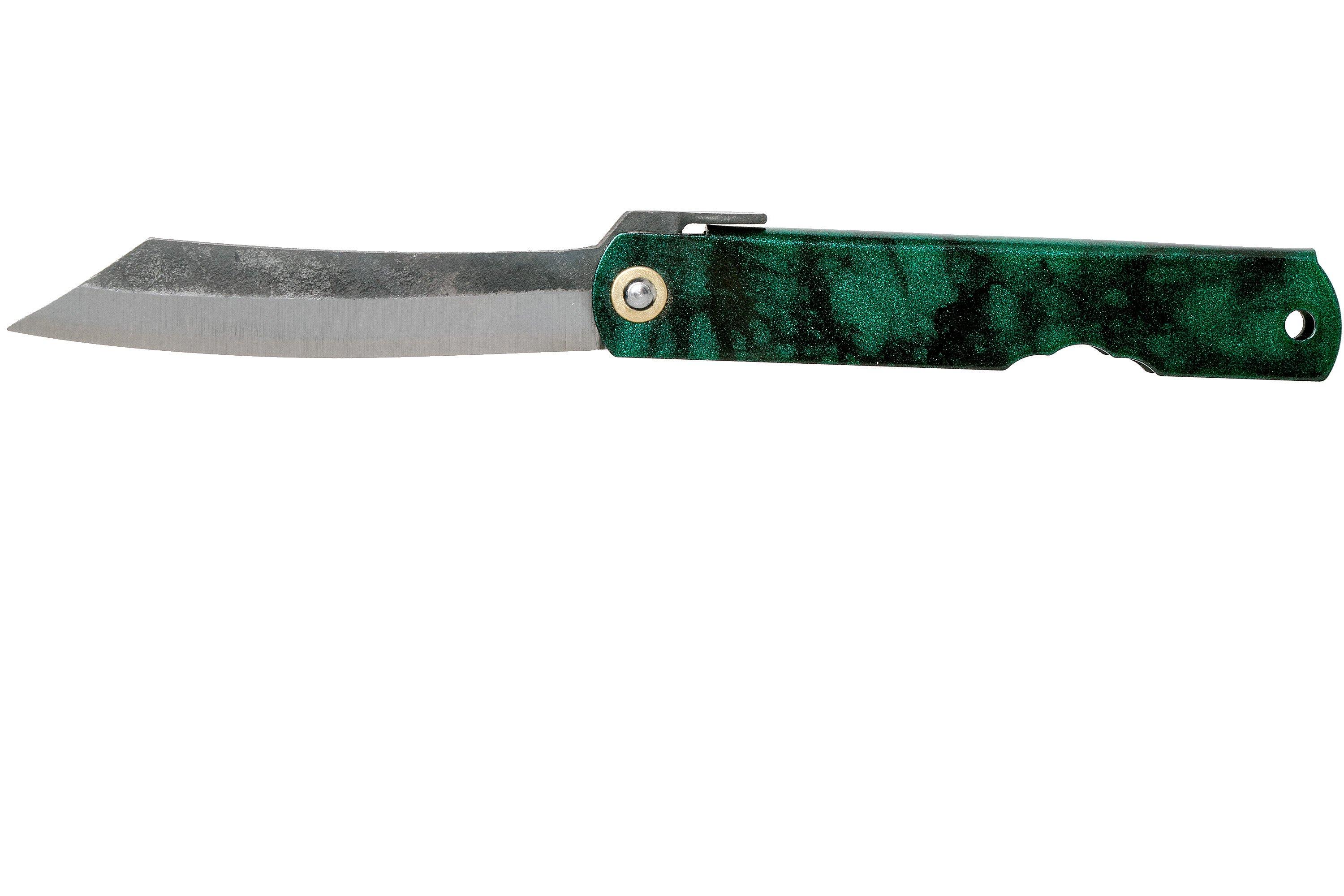 Higonokami coltello da tasca 7.3 cm HIGOCJB, Blue paper steel, Jade Black  Green Glitter Enamel