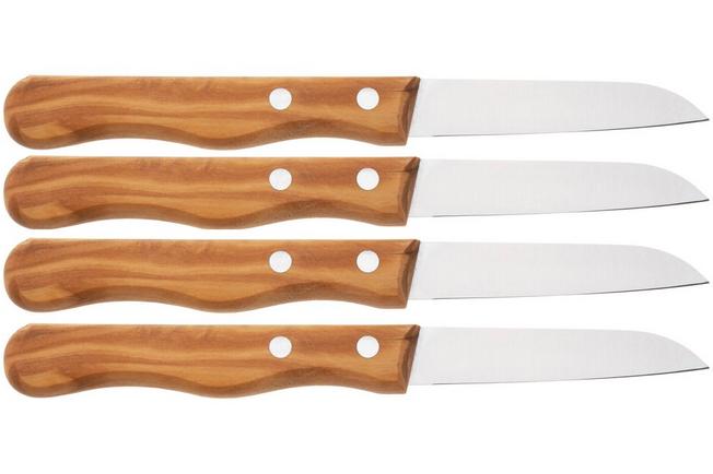 Afbeelding voor Knivesandtools Traditional Paring Knife, roestvast staal, olijfhout, 4-delige schilmessenset