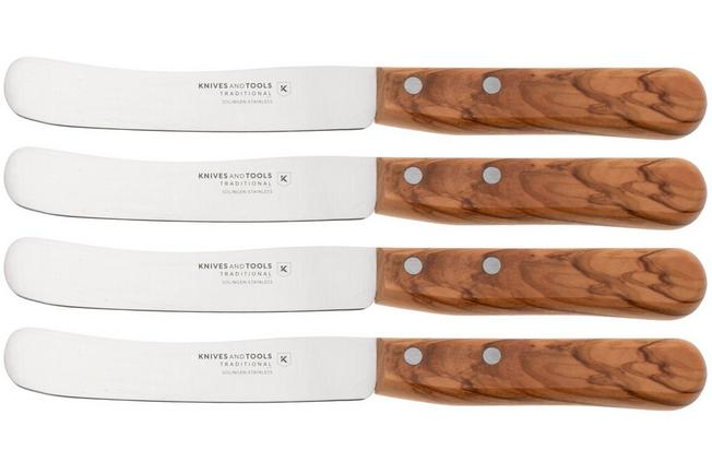 Afbeelding voor Knivesandtools Traditional Buckels, roestvast staal, olijfhout, 4-delige Buckels ontbijtmessenset