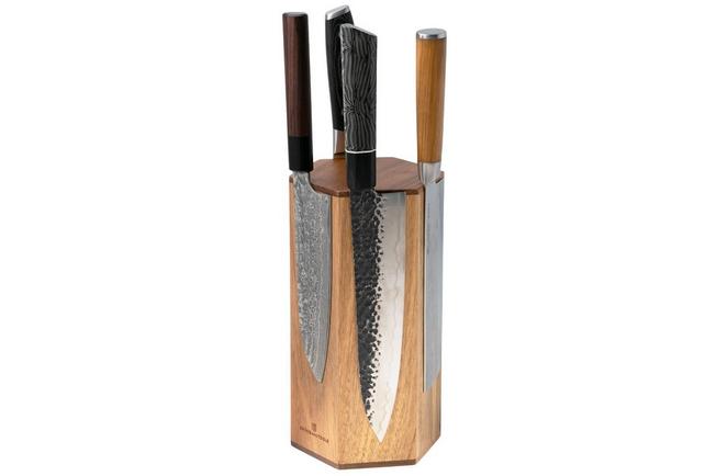 Bild für Knivesandtools Magnetic Knife Block B200-24, 6-seitiger magnetischer Messerblock Akazienholz