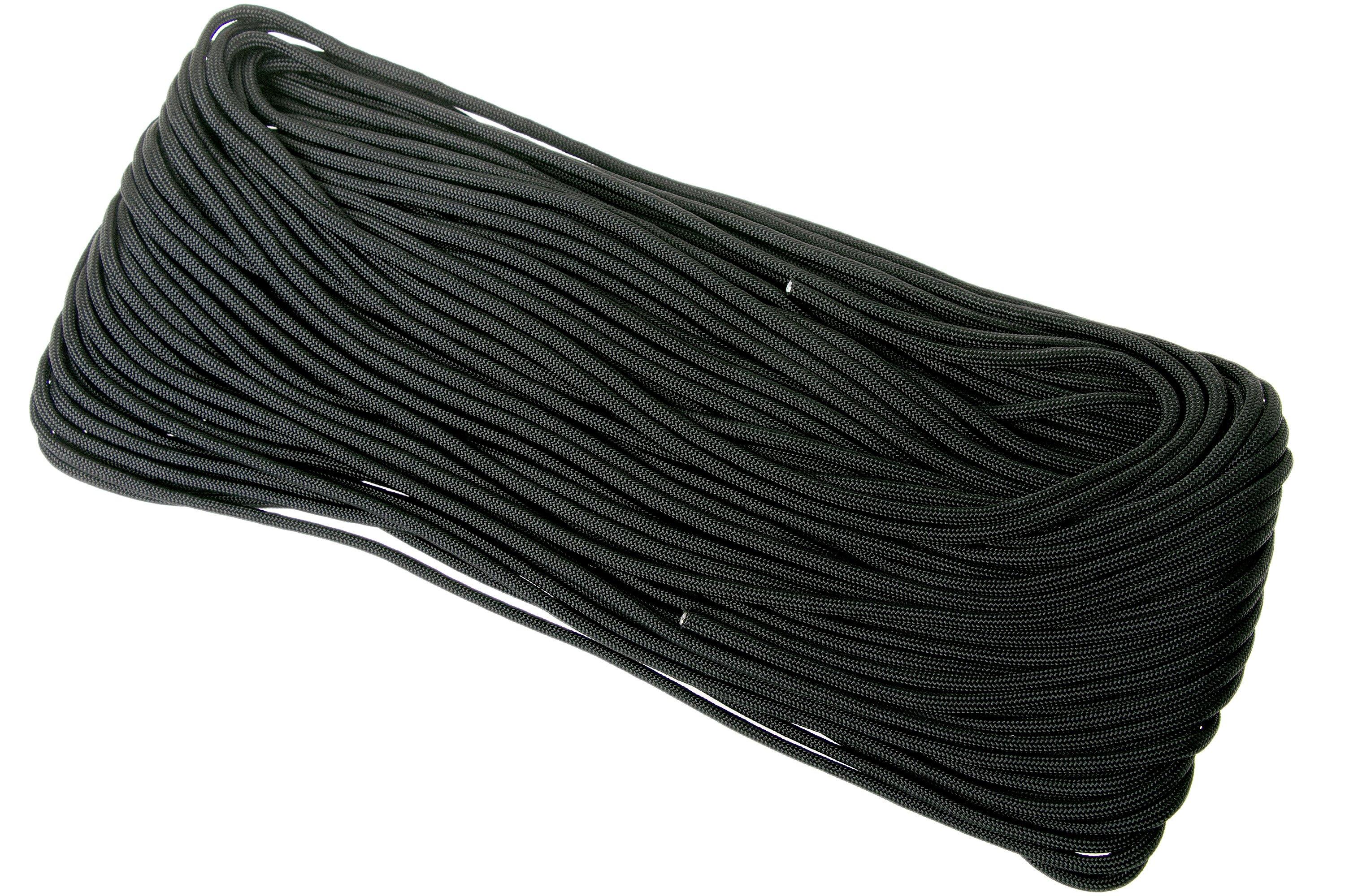 Paracord 550 Nero 7 Fili - Resistenza 550 Lbs, USA, Ideale Per Sopravvivenza, Bracciali, Fai Da Te E Outdoor (Lunghezze 10'-100')