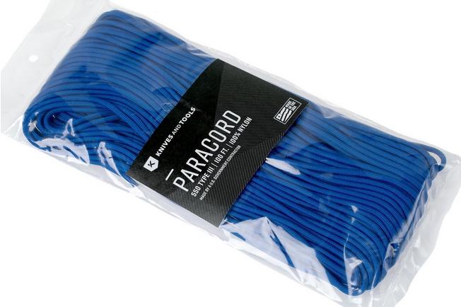 Knivesandtools 550 paracord type III, colour: royal blue, 100 ft (30.48 m)