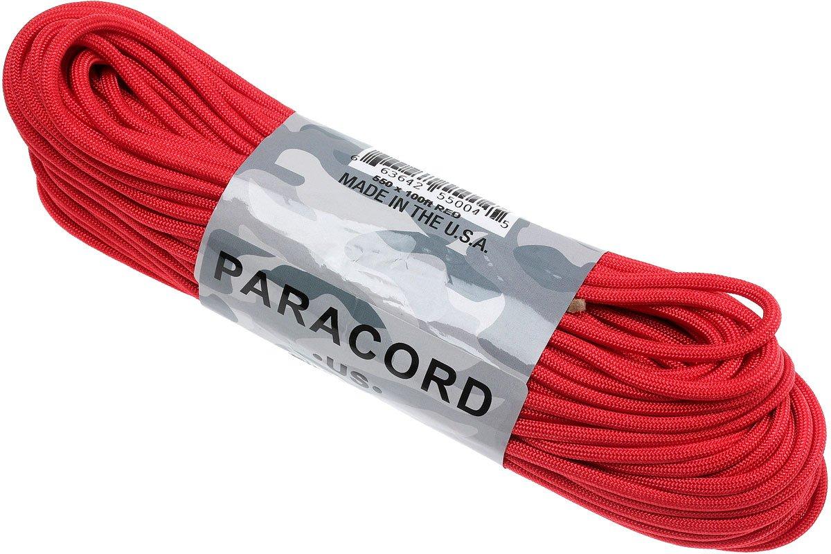550 Paracord type III, Colour: Red, 100ft (30,48 m