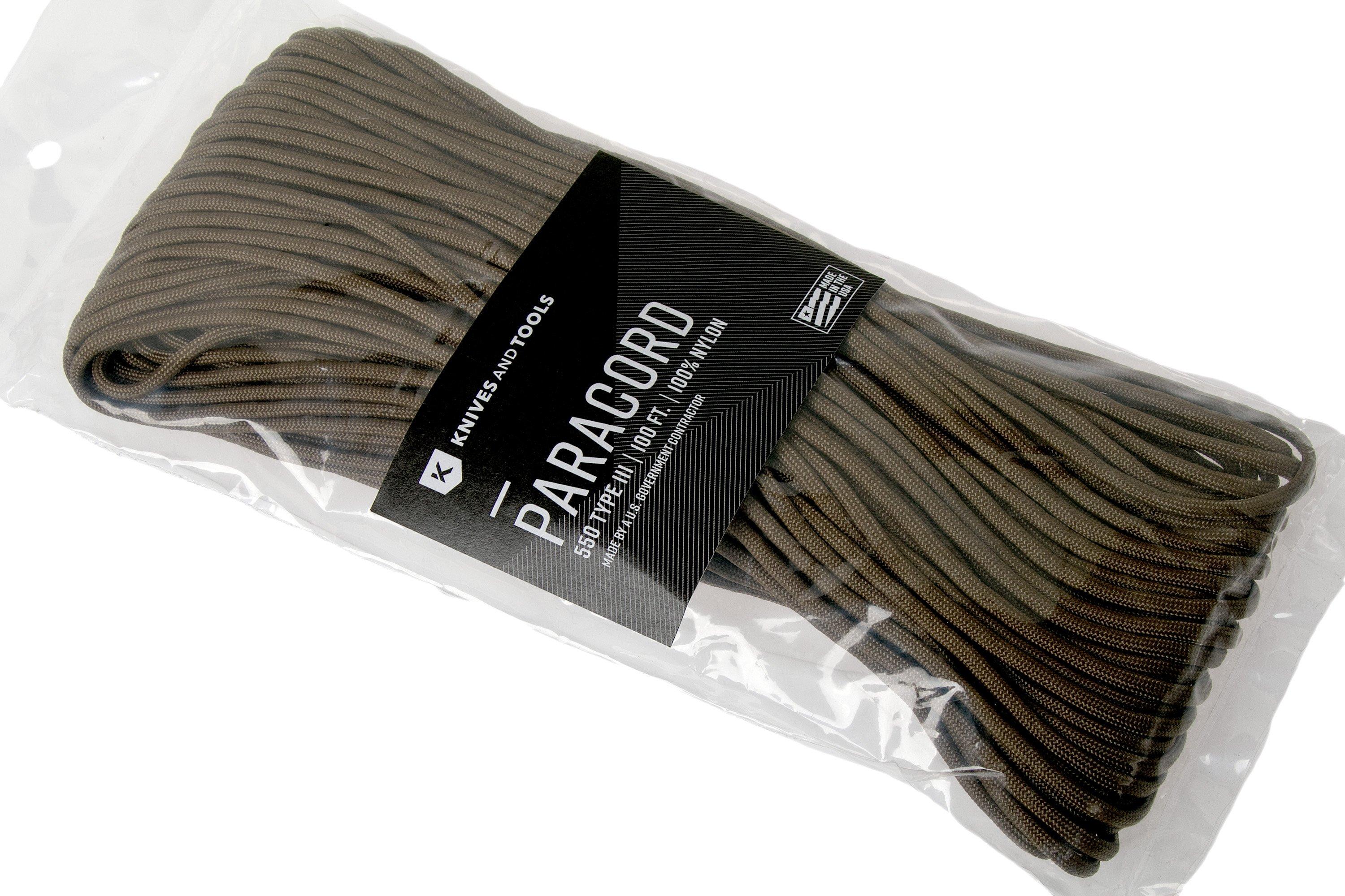 550 Paracord type III, Colour: Coyote Brown, 100ft (30,48 m