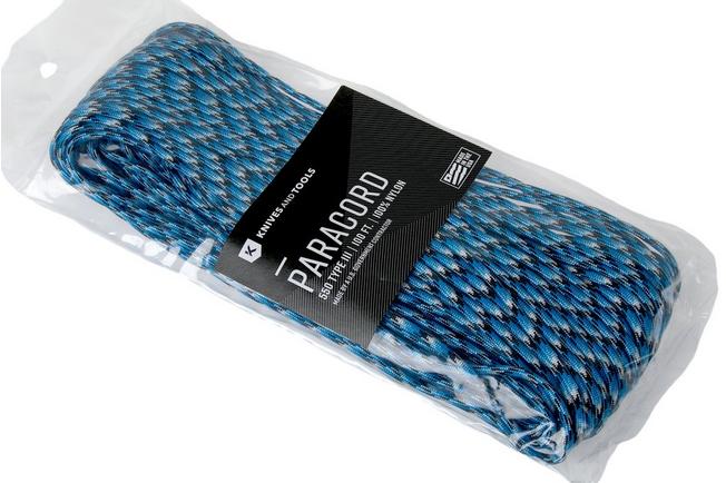 Knivesandtools 550 paracord type III, colour: blue snake, 100 ft