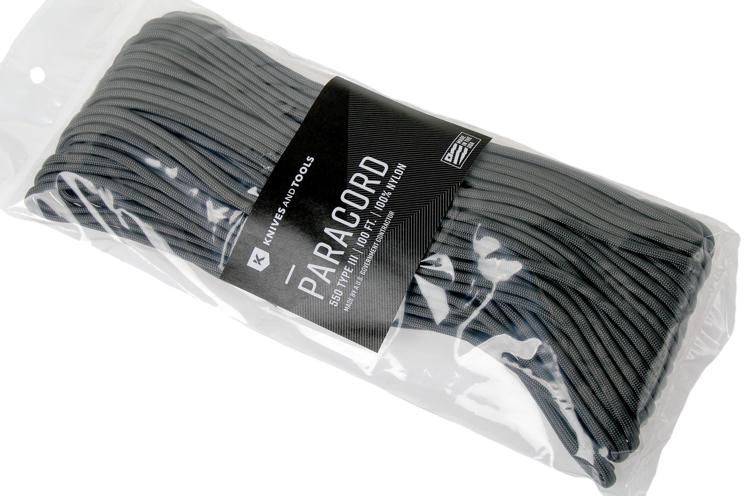 Knivesandtools 550 paracord type III, colour: charcoal grey, 100 ft (30.48  m)