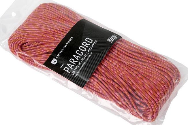 Knivesandtools 550 paracord type III, colour: mango, 100 ft (30.48