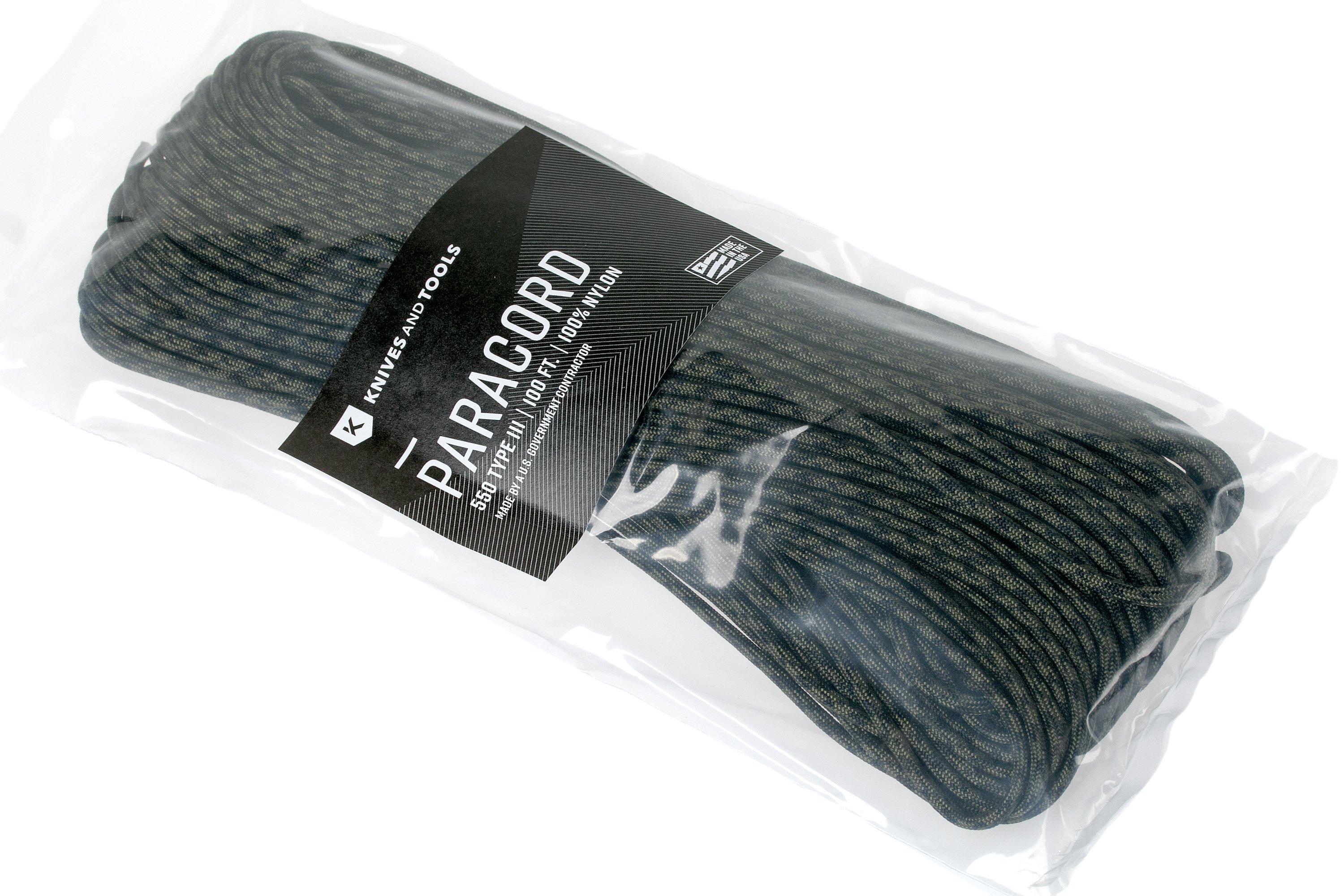 Knivesandtools 550 paracord type III, couleur : olive drab & black camo,  100 ft (30,48 m)