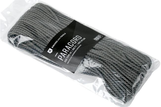 Knivesandtools 550 paracord type III, colour: black, 100 ft (30.48 m)