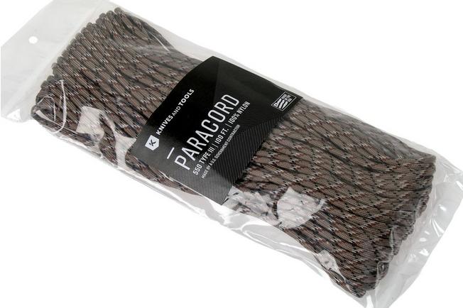 Knivesandtools 550 paracord type III, colour: black, 50 ft (15,24 m)