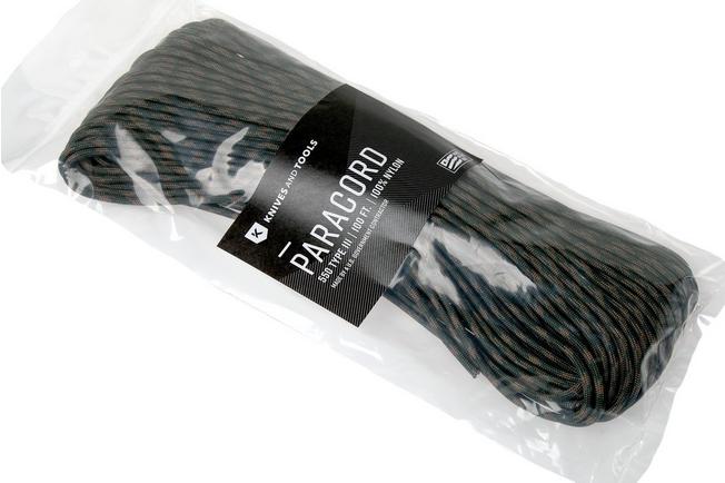 Knivesandtools 550 paracord type III, colour: black, 100 ft (30.48