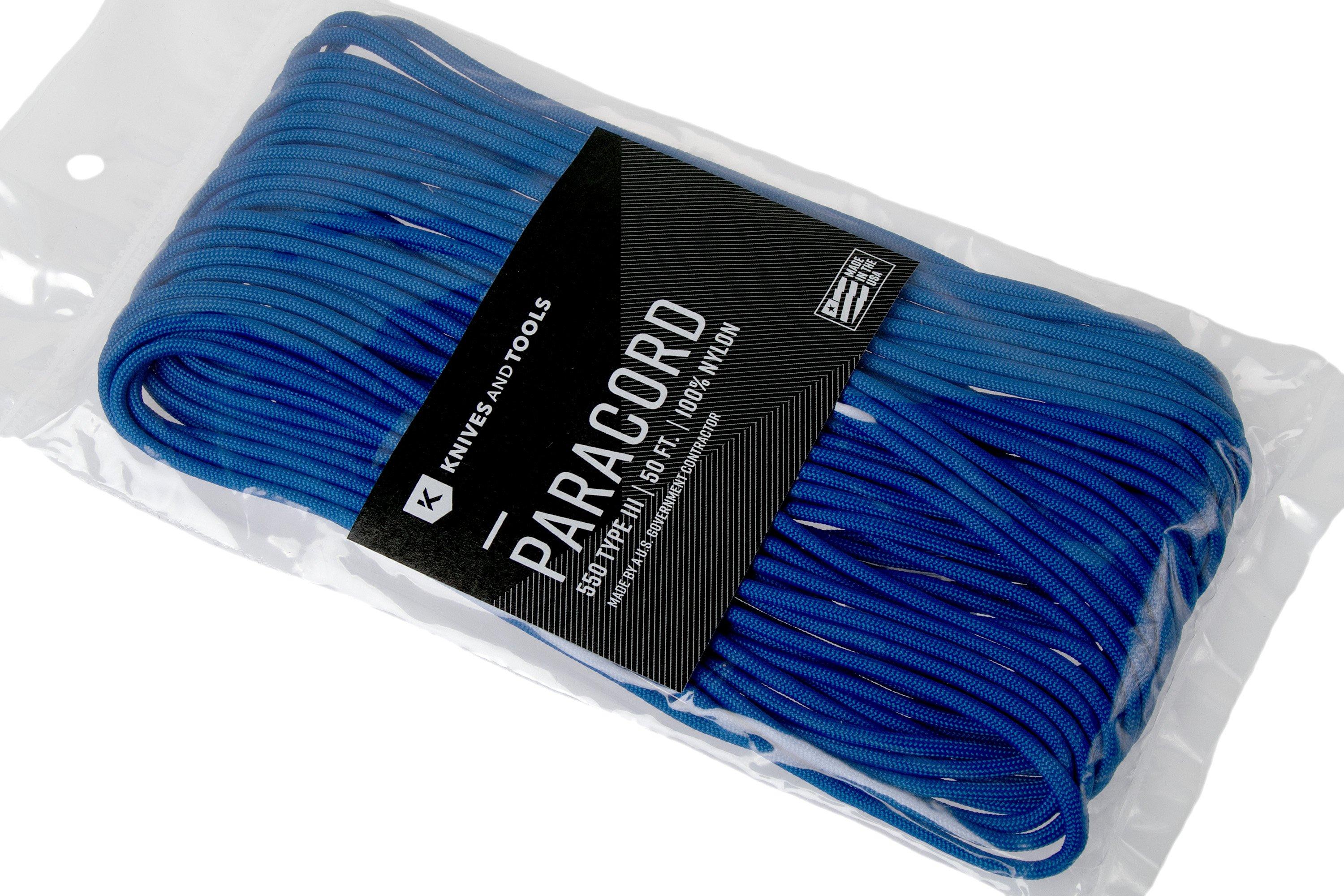 Knivesandtools 550 paracord type III, couleur : royal blue, 50 ft