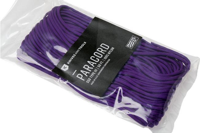 Knivesandtools 550 paracord type III, colour: purple, 50 ft (15.24 m)