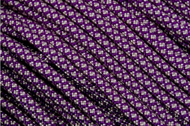 Knivesandtools 550 paracord type III, colour: acid purple with silver grey  diamonds - 50 ft (15.24 meters)