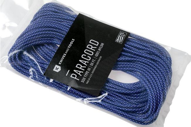 Knivesandtools 550 paracord type III, colour: electric blue with silver  grey diamonds - 50 ft (15.24 meters)