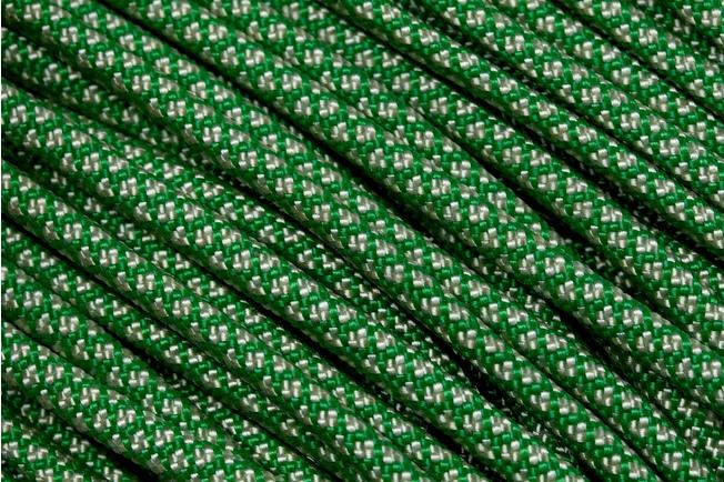 Knivesandtools 550 paracord type III colour: kelly green with cream  diamonds - 50 ft (15.24 meters)