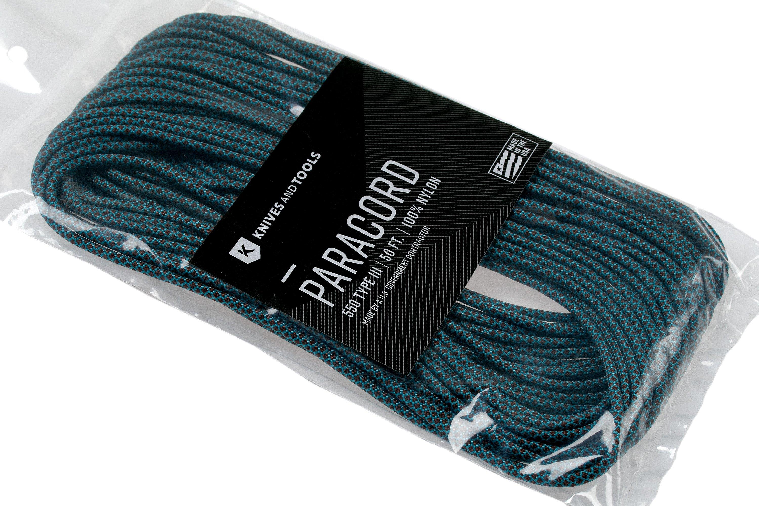 Knivesandtools 550 paracord type III, colour: neon turquoise with